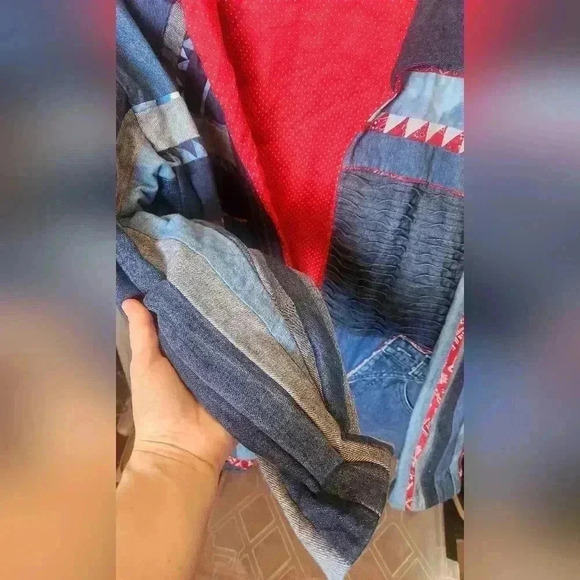 Vintage 90s Hand Made Patchwork Denim Jacket Size LG Women's - Picture 6 of 15